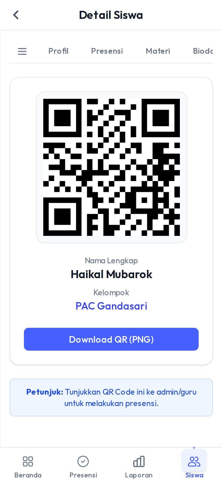 Kartu QR siswa